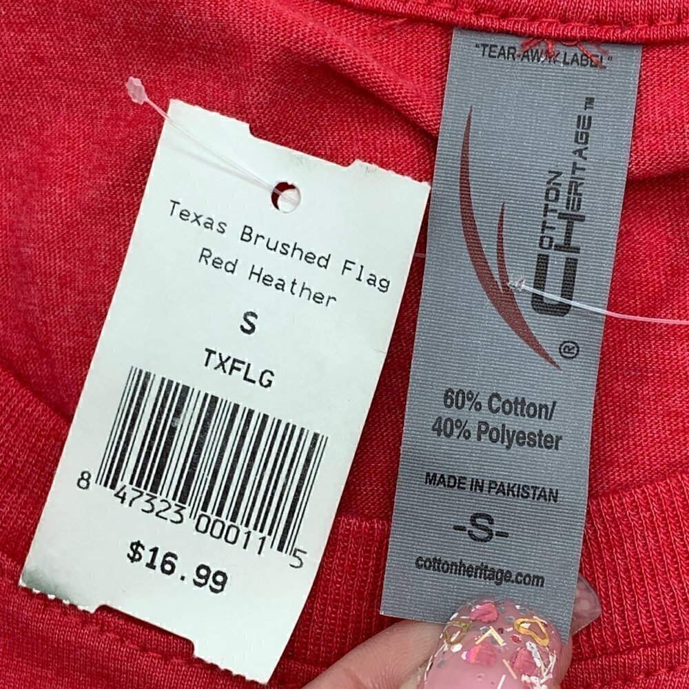 🎉Cotton Heritage Red Texas Flag Graphic Tee - NWT - Picture 4 of 5